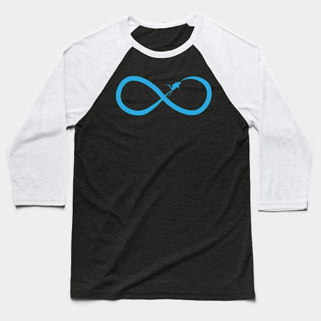 Diving Infinity | Symbol Scuba Diver Sea Freediver Baseball T-Shirt by DesignatedDesigner